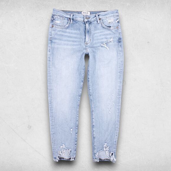 Agolde Denim - AGOLDE Jeans Women 29 Blue Sophie Crop Raw Chewed Hem Distressed Casual Grunge
